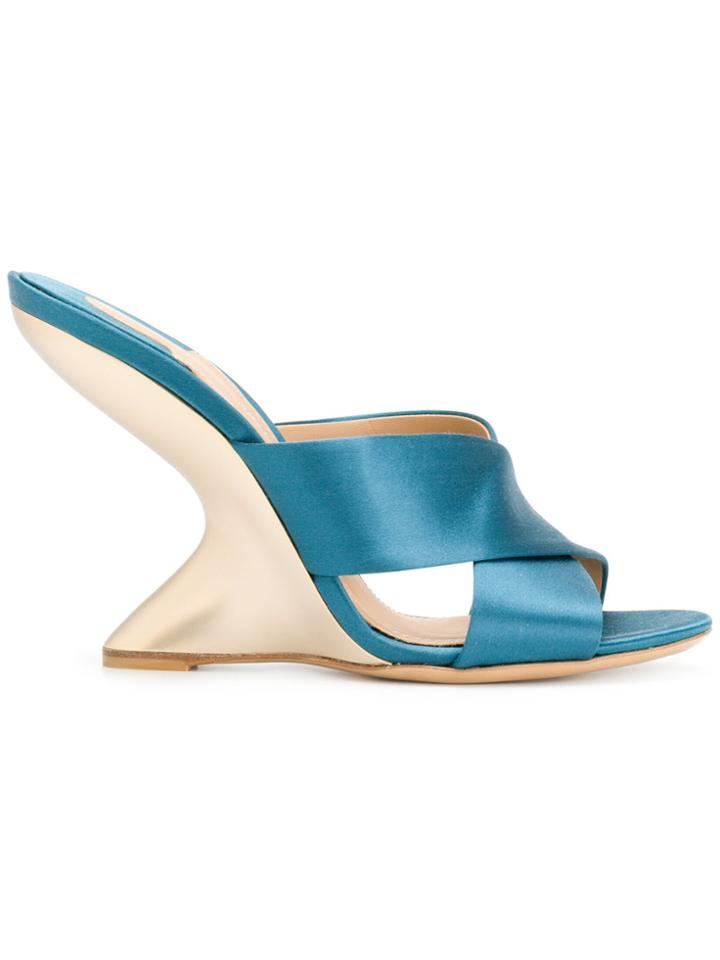 Salvatore Ferragamo F Wedge Sandal - Blue