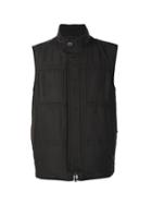 Corneliani Pocketed Zip Up Vest, Men's, Size: 54, Black, Nylon/polyester