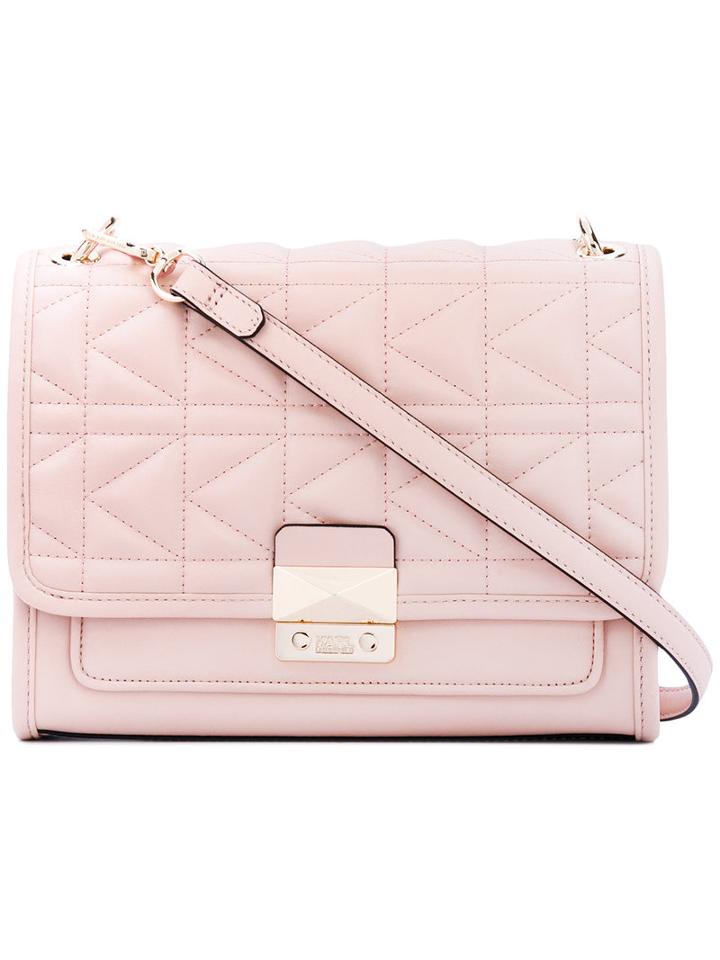 Karl Lagerfeld - Foldover Quilted Shoulder Bag - Women - Leather - One Size, Pink, Leather