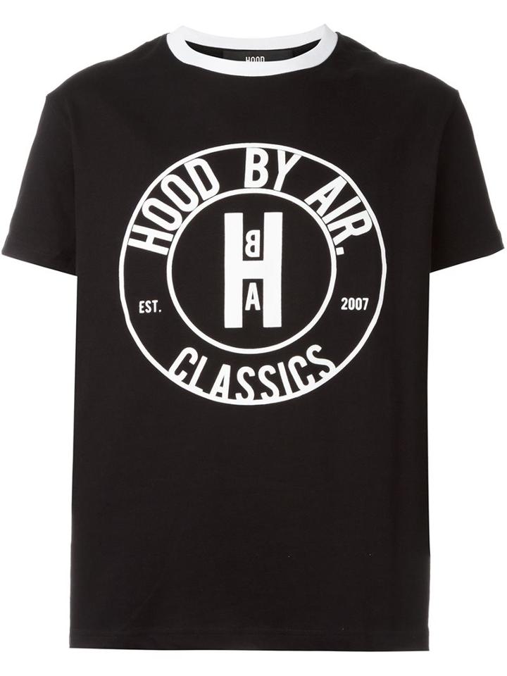 Hood By Air Logo Print T-shirt, Men's, Size: Large, Black, Cotton