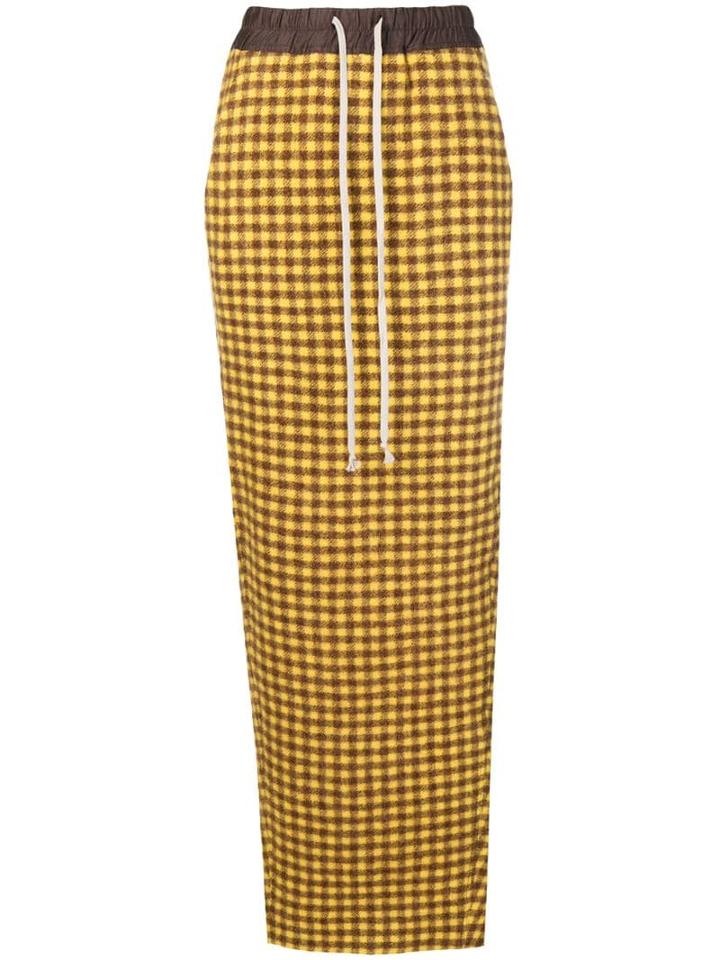 Rick Owens Gingham Check Pencil Skirt - Yellow