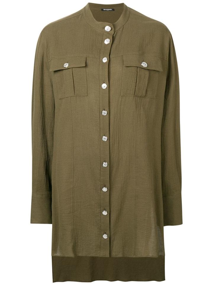 Balmain Oversized Longline Shirt - Green