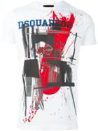 Dsquared2 Brotherhood Splatter T-shirt, Men's, Size: Xxl, White, Cotton