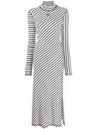 Loewe Striped Logo-embroidered Midi Dress - White