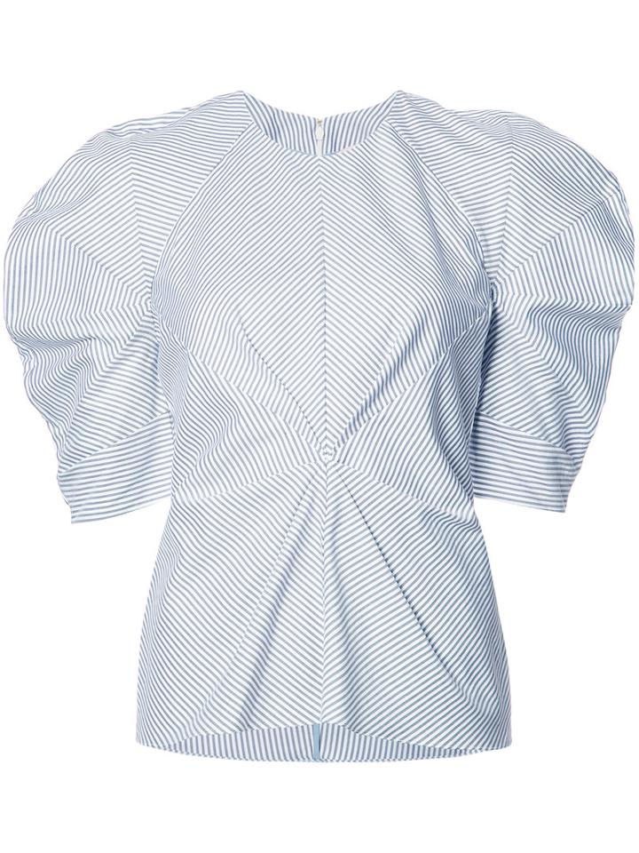 Roksanda Striped Structured Blouse, Women's, Size: 12, Grey, Cotton