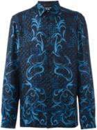 Versace 'hand Drawn Barocco' Shirt, Men's, Size: 43, Black, Silk