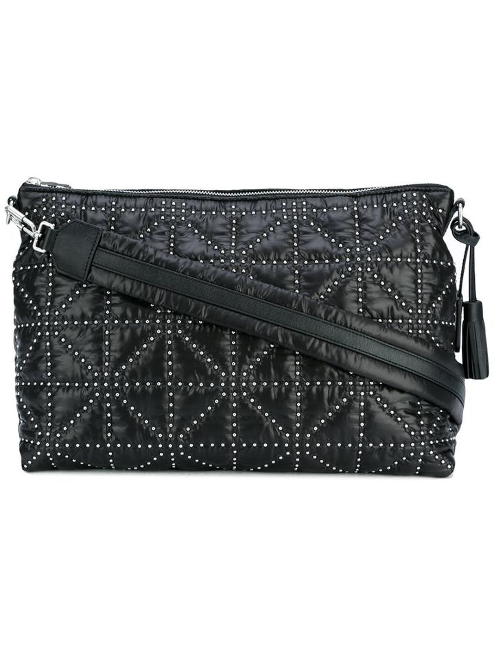 Sonia Rykiel Embroidered Shoulder Bag, Women's, Black, Leather/polyamide