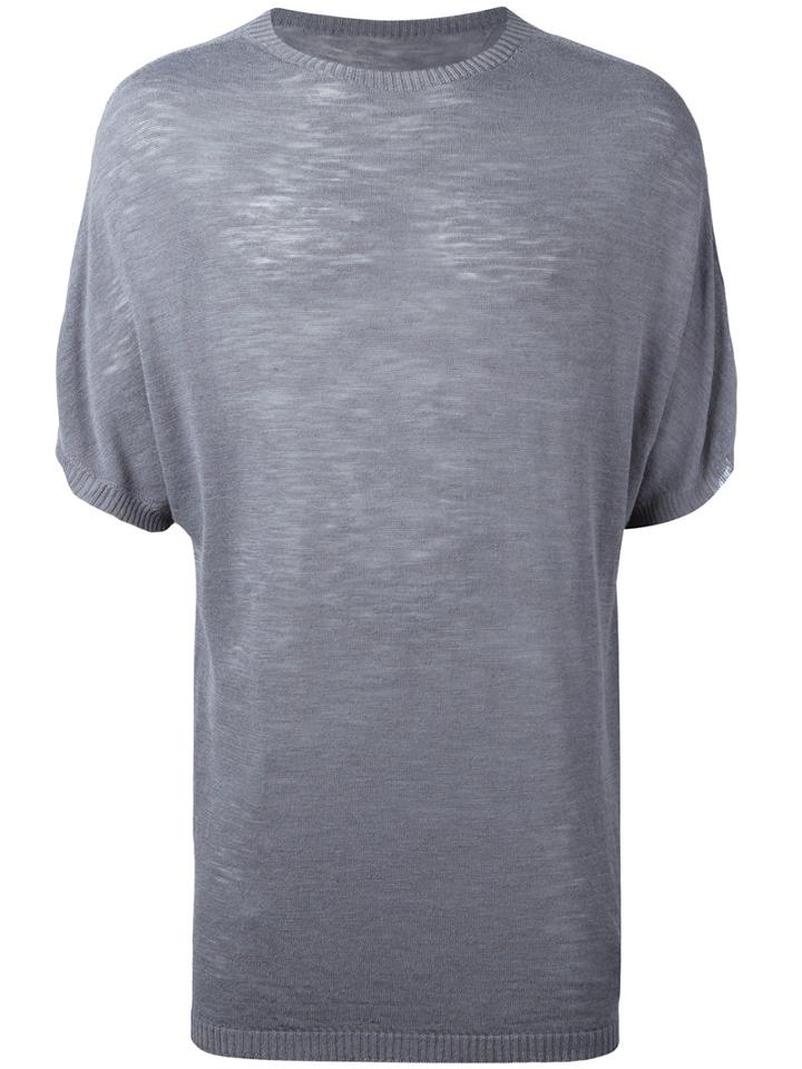 Onebyme - Knit T-shirt - Men - Linen/flax/viscose - 4, Grey, Linen/flax/viscose