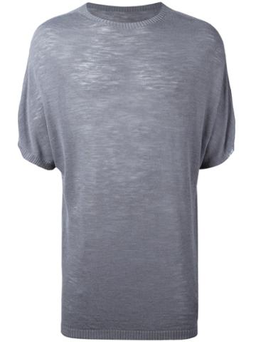 Onebyme - Knit T-shirt - Men - Linen/flax/viscose - 4, Grey, Linen/flax/viscose