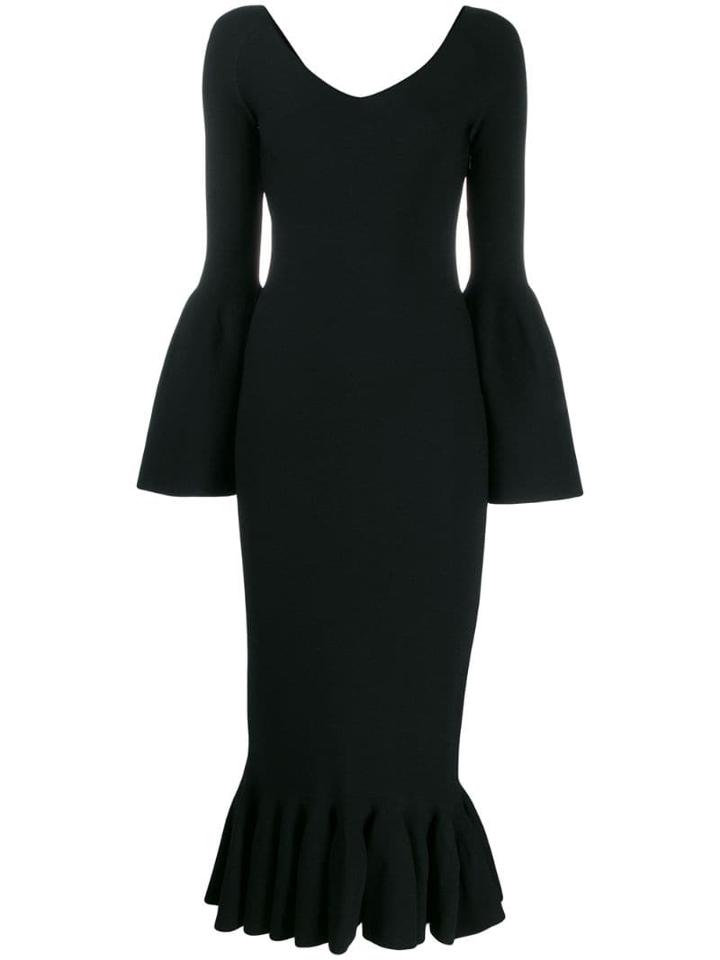 Stella Mccartney Flutted Sleeve Midi Dress - Black