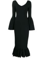 Stella Mccartney Flutted Sleeve Midi Dress - Black