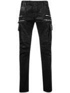 Balmain Waxed Biker Jeans - Black
