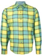Facetasm - Longsleeve Plaid Shirt - Men - Nylon/wool - 3, Yellow/orange, Nylon/wool