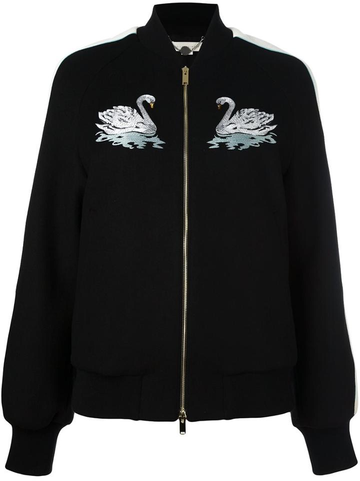 Stella Mccartney 'lorinda' Zipped Bomber Jacket, Women's, Size: 42, Black, Cotton/polyamide/viscose/wool