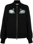 Stella Mccartney 'lorinda' Zipped Bomber Jacket, Women's, Size: 42, Black, Cotton/polyamide/viscose/wool