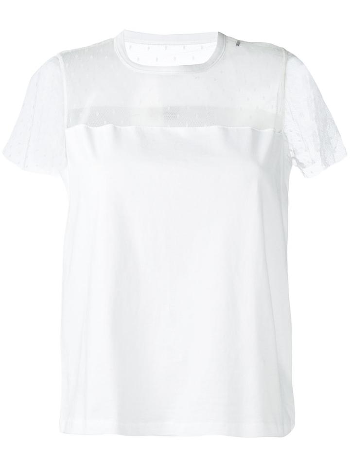 Red Valentino Mesh Panel T-shirt, Women's, Size: Large, White, Cotton/polyamide