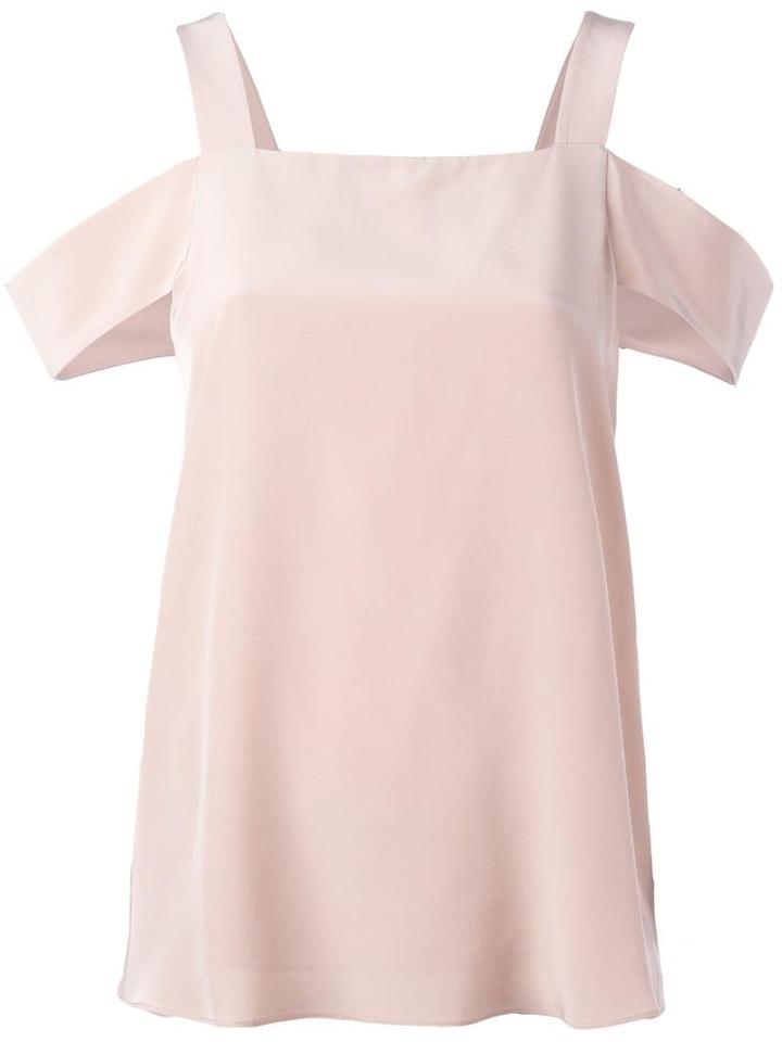 Tibi Cold Shoulder Blouse, Women's, Size: 4, Nude/neutrals, Silk