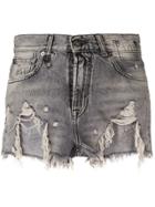 R13 Distressed Denim Shorts - Grey