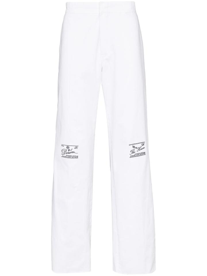 Raf Simons Embroidered Logo Wide-leg Trousers - White