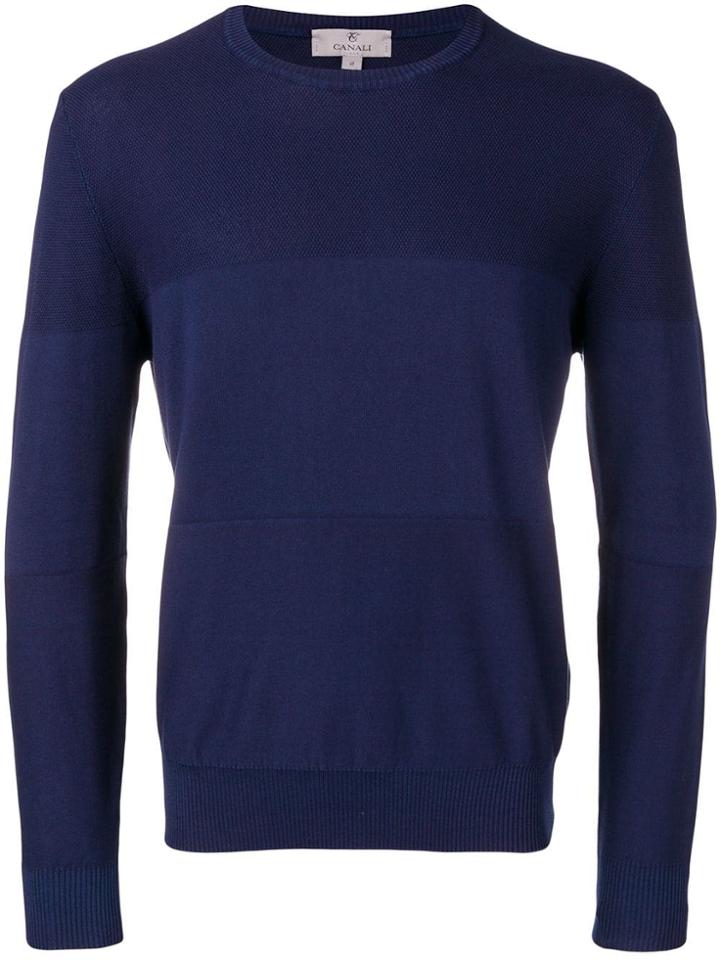 Canali Contrast Panels Jumper - Blue