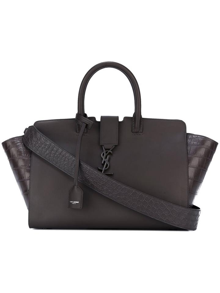 Saint Laurent Small 'monogram Downtown Cabas' Tote, Women's, Brown