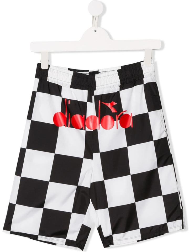 Diadora Junior Checkered Shorts - Black
