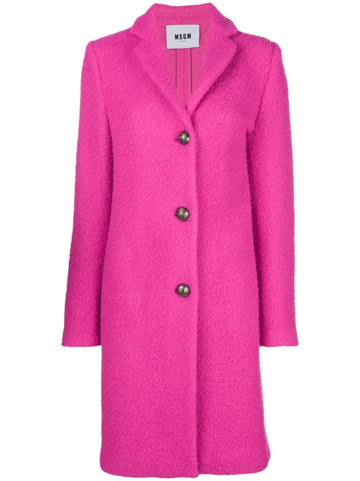 Msgm Textured Single Breast Coat - Pink & Purple