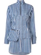 Marques'almeida High Neck Check Shirt, Women's, Size: Small, Blue, Cotton