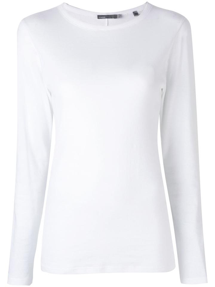 Vince - Round Neck Longsleeved T-shirt - Women - Cotton - L, White, Cotton