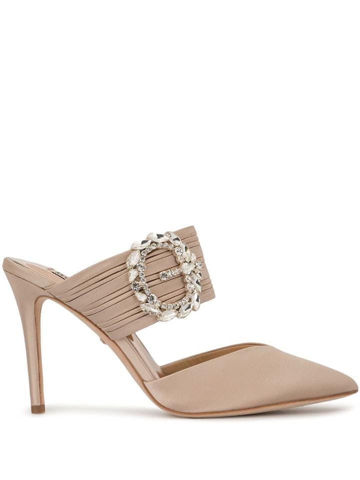 Badgley Mischka Fancy Pointed Mules - Neutrals