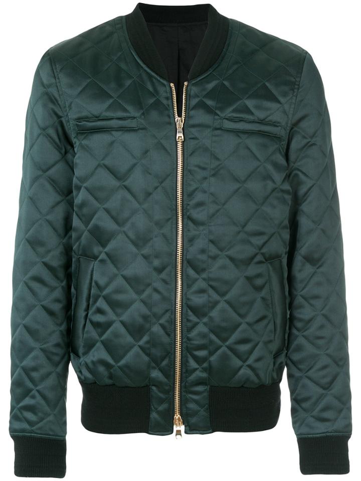 Balmain Quilted Bomber Jacket - Green