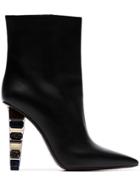 Poiret Stacked Heel Ankle Boots - Black