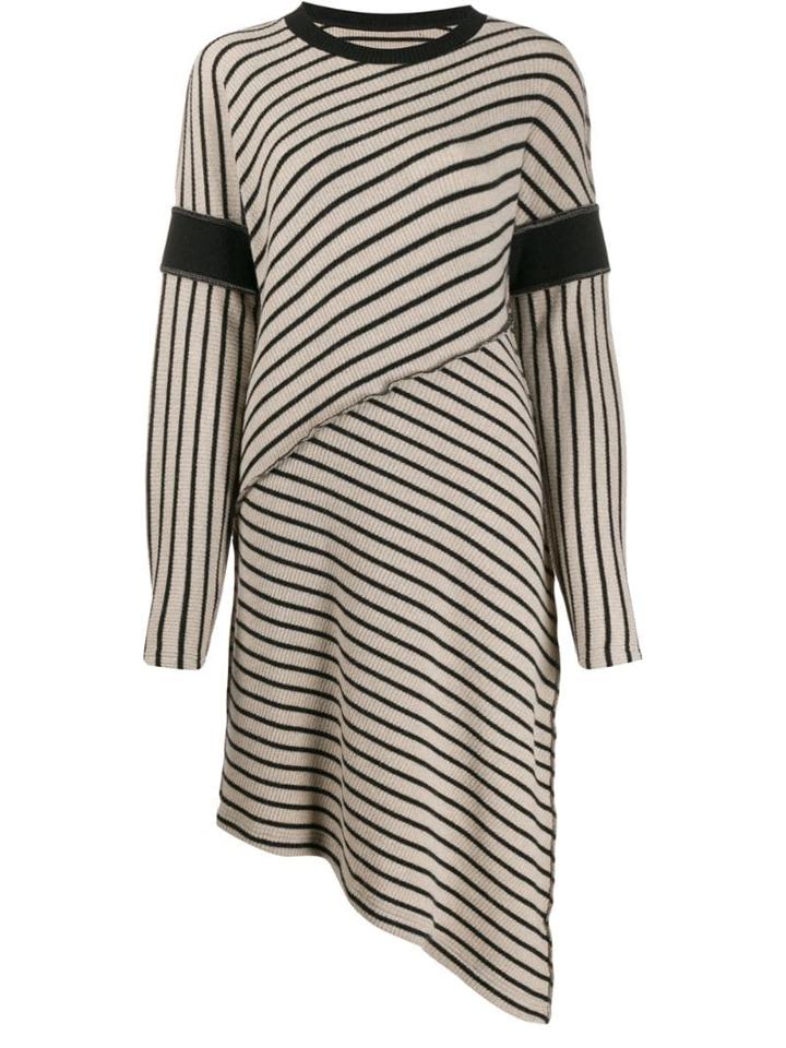 Mm6 Maison Margiela Striped Asymmetric Dress - Neutrals