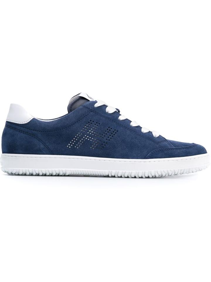 Hogan Perforated Logo Sneakers, Men's, Size: 10, Blue, Suede/leather/rubber