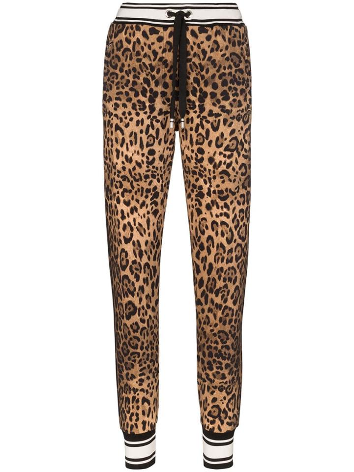 Dolce & Gabbana Leopard Print Sweatpants - Brown