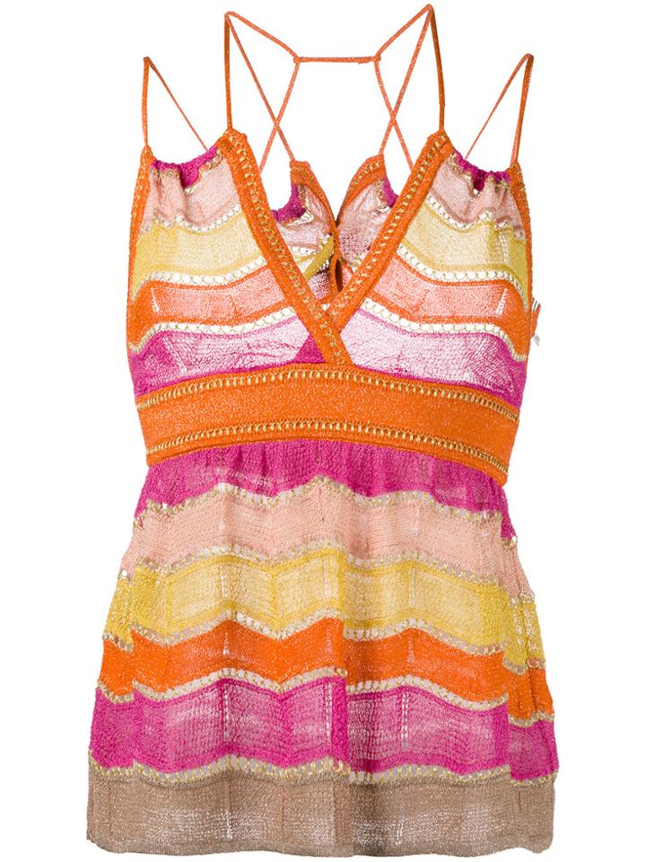 M Missoni Striped Top - Pink & Purple