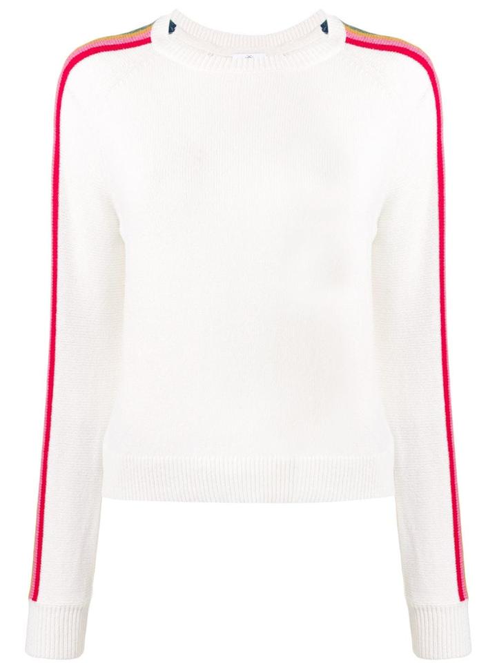 Allude Side Rainbow Stripe Sweater - White