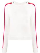 Allude Side Rainbow Stripe Sweater - White