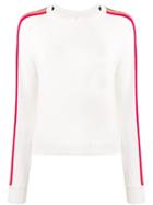 Allude Side Rainbow Stripe Sweater - White