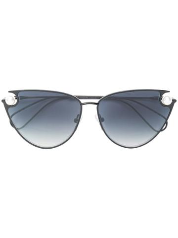 Christopher Kane Eyewear Pearl Embellished Cat-eye Sunglasses - Black