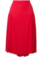 Closed A-line Skirt With Pleats - Red
