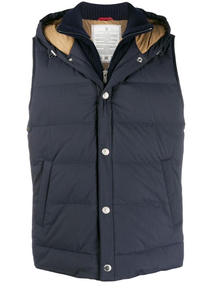 Brunello Cucinelli Padded Down Gilet - Blue