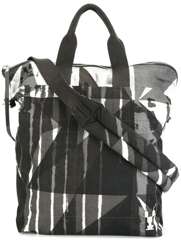 Rick Owens Drkshdw Geometric Print Tote, Adult Unisex, Black, Cotton