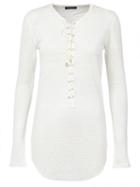 Balmain Long Sleeve Top, Women's, Size: 38, White, Linen/flax