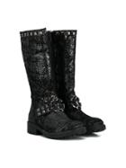 Roberto Cavalli Junior Teen Metallic Knee High Boots - Black