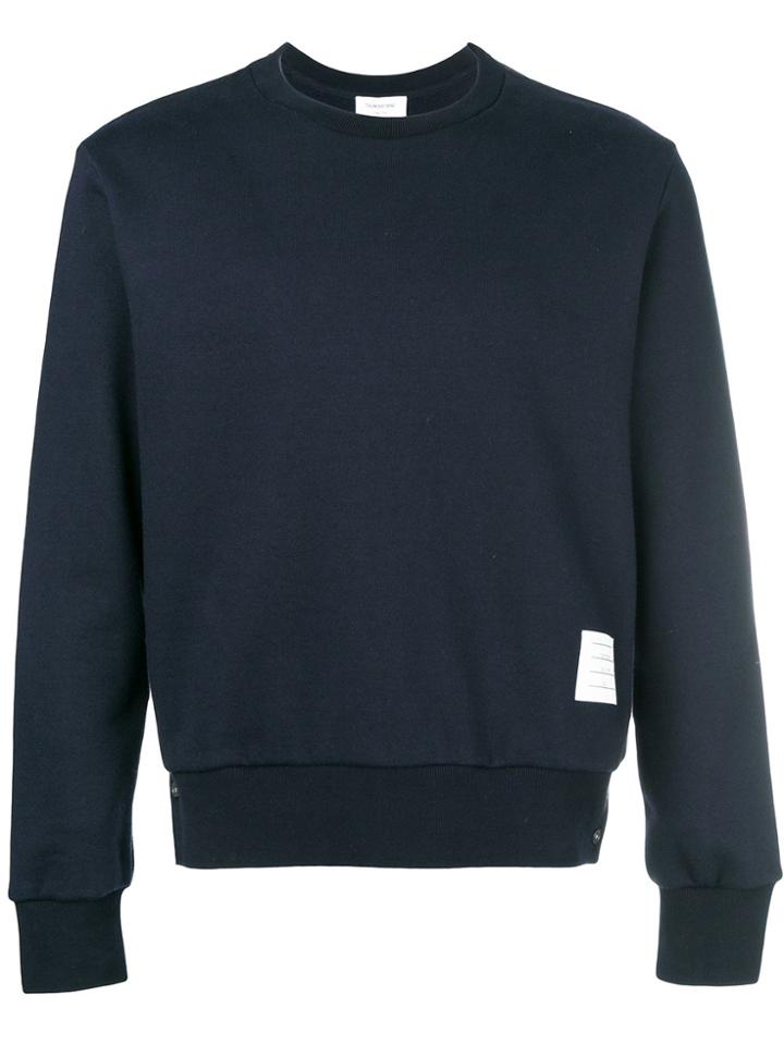 Thom Browne Center-back Stripe Loopback Knit Crewneck Pullover - Blue
