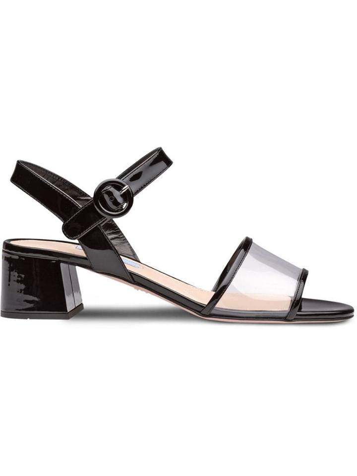 Prada Plexiglas And Patent Leather Sandals - Black