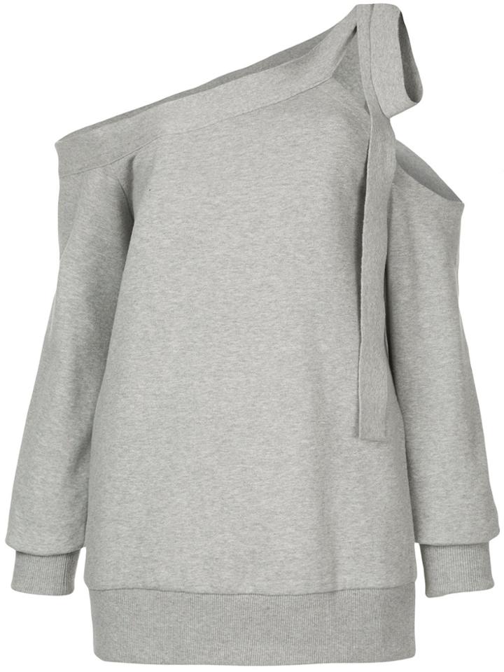 Goen.j Bow-embellished One Shoulder Jersey Top - Grey