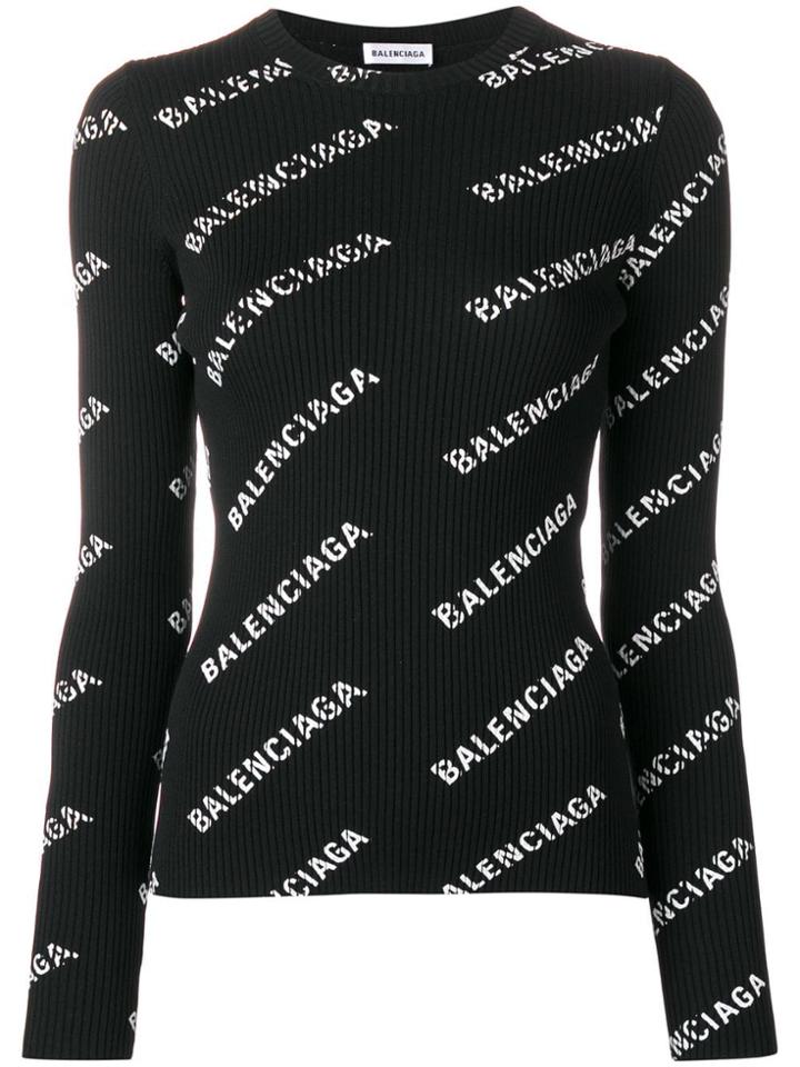Balenciaga Logo Printed Jumper - Black