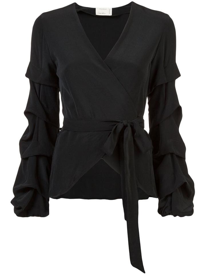 Nicole Miller Tidal Pleat Wrap Top - Black